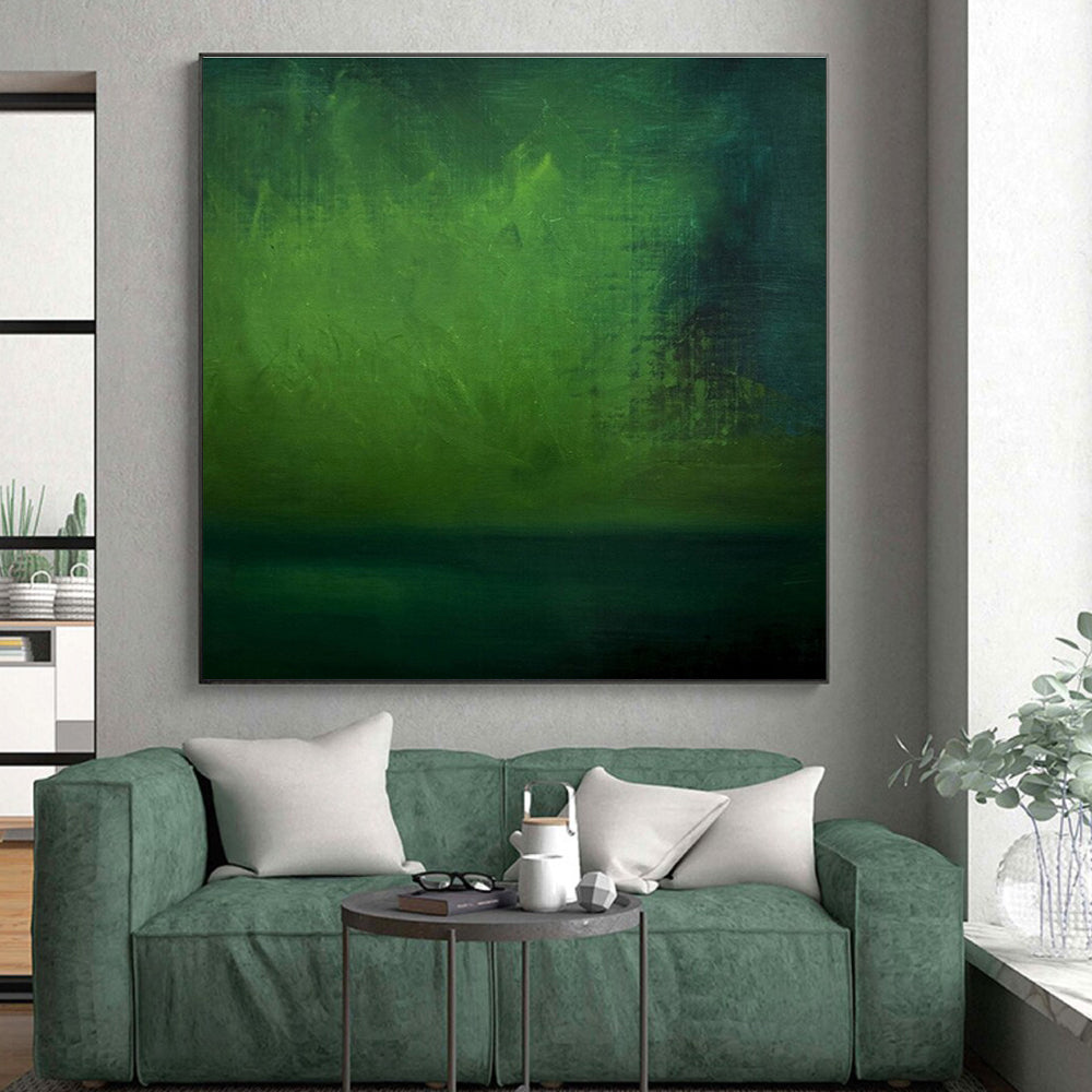 Hand Painting Green Abstract Ethereal Scene, Paintings For House PT529