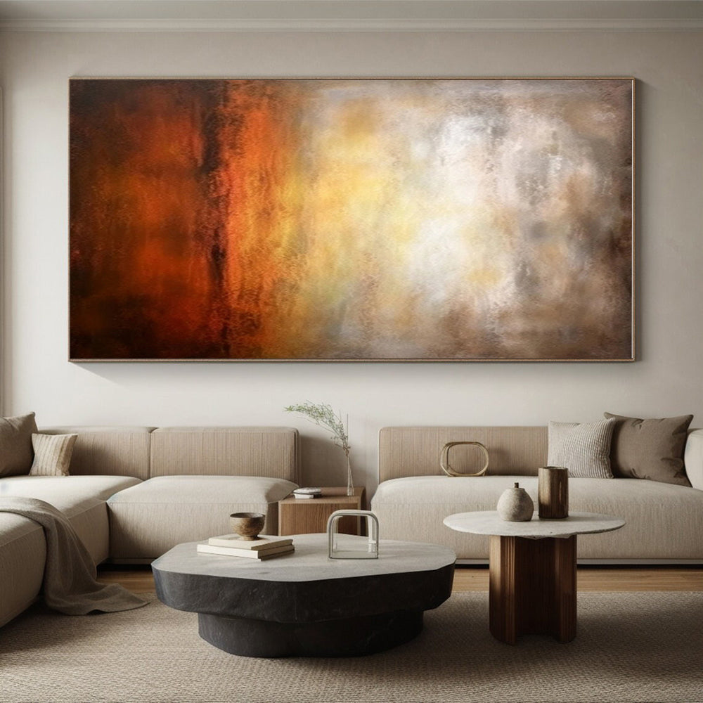 Large Size Orange Brown Abstract Sunset Art PT383