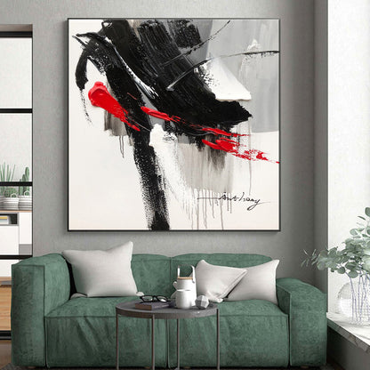 Unique Abstract Art Black, White, and Red Bold Abstract Art PT793