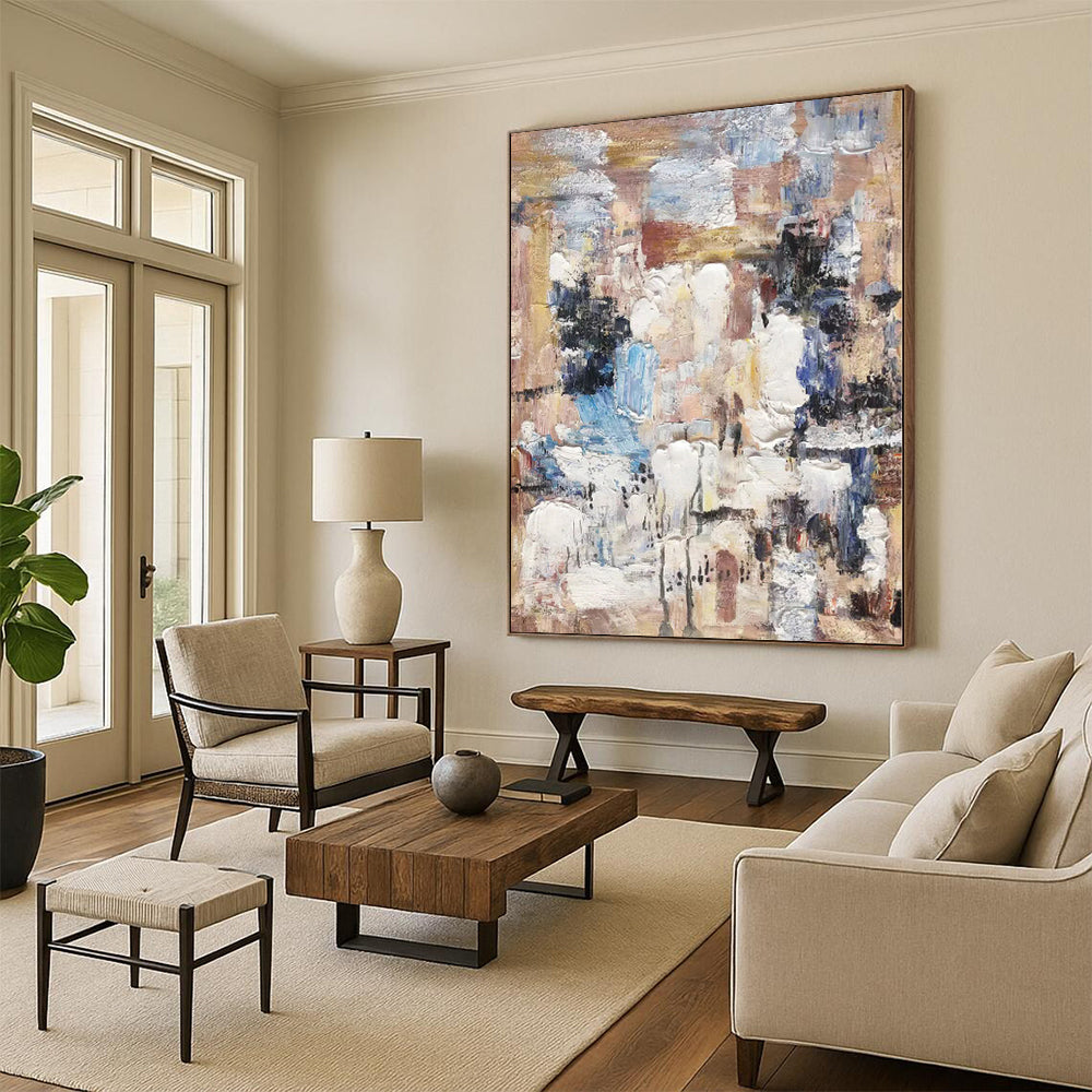 Hand-Painted Multicolor Textured Abstract Painting On Canvas PT061