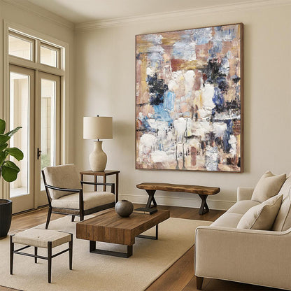 Hand-Painted Multicolor Textured Abstract Painting On Canvas PT061