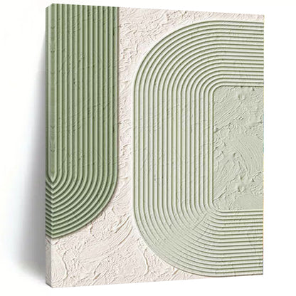 Oversized Abstract Wall Art Green & White Geometric Textured Abstract Painting On Canvas PT078